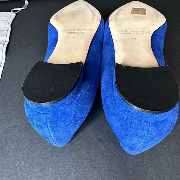 Manolo BLAHNIK MAYSALEPUMPFLAT Blue Suede Size 35 1/2 - Picture 11 of 17